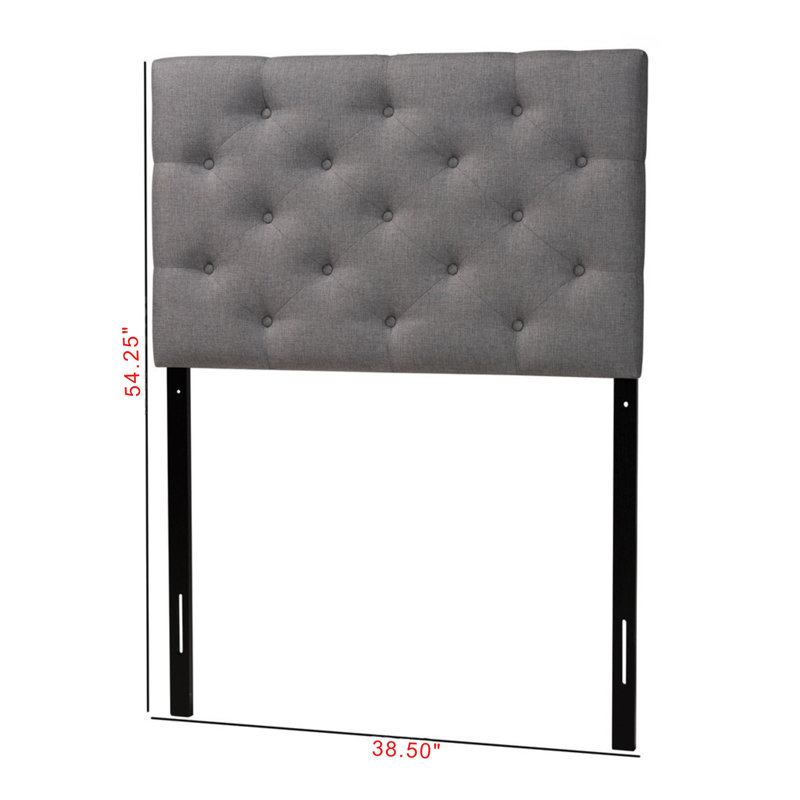 Alyse Upholstered Headboard Features a Button-Tufted Panel, 54.25'' H X 38.50'' W, Twin, Gray