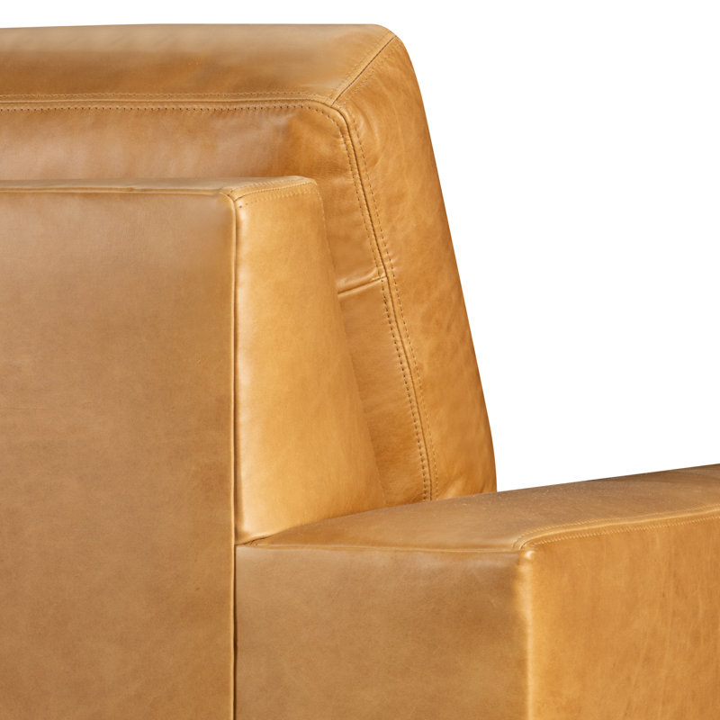 Jonie Upholstered Swivel Armchair, Steamboat Caramel Genuine Leather