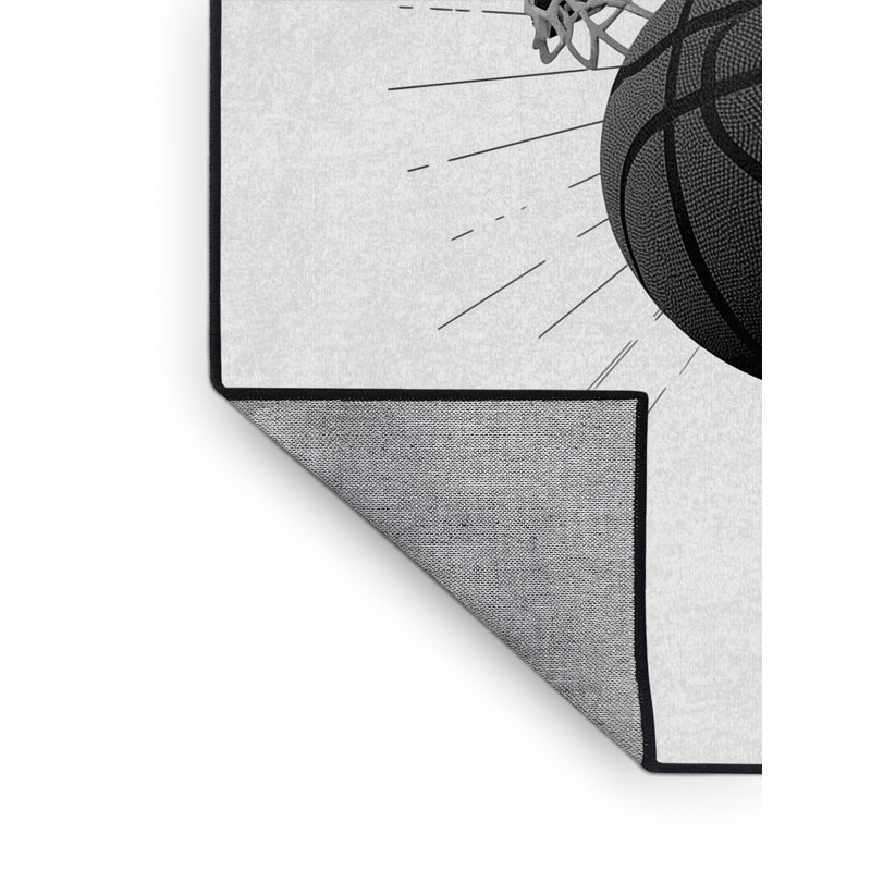 Tapis à carreaux moderne lavable à la machine en basket-ball Medford, 6 X 9