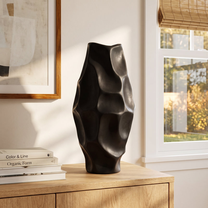 Antwerp Handmade Table Vase, Black, 17" H x 8" W x 8" D