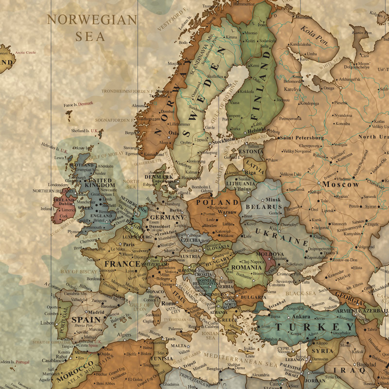 Carte du monde personnalisée sur toile à punaises personnalisable, H 24 po x l 40 po , Toile tendue, Oui