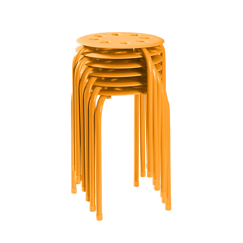 Ensemble de 6 tabourets d'appoint empilables en métal orange - Acier inoxydable, Orange