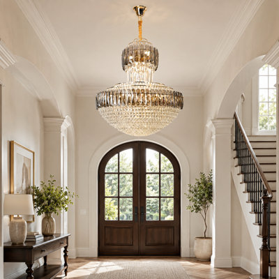 26-Light Dimmable Tiered Crystal Chandelier