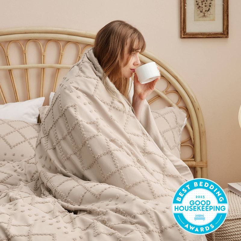 Bedsure All Season Boho Comforter Set With Throw Blanket And Decorative Pillow