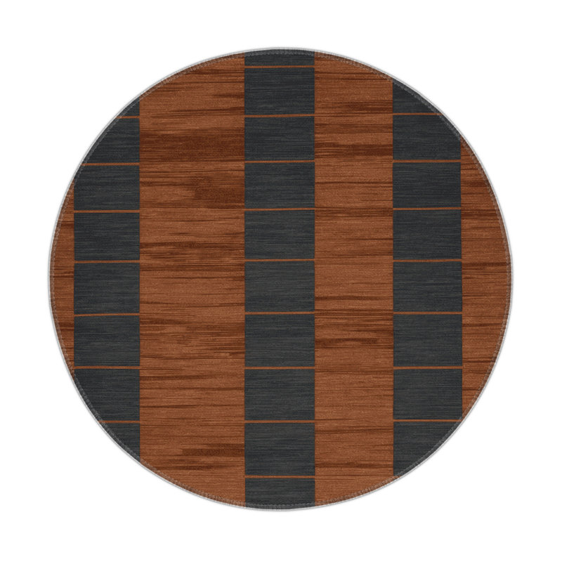 HorizontalStripes Gray Indoor and Outdoor Area Rug, Round 5'