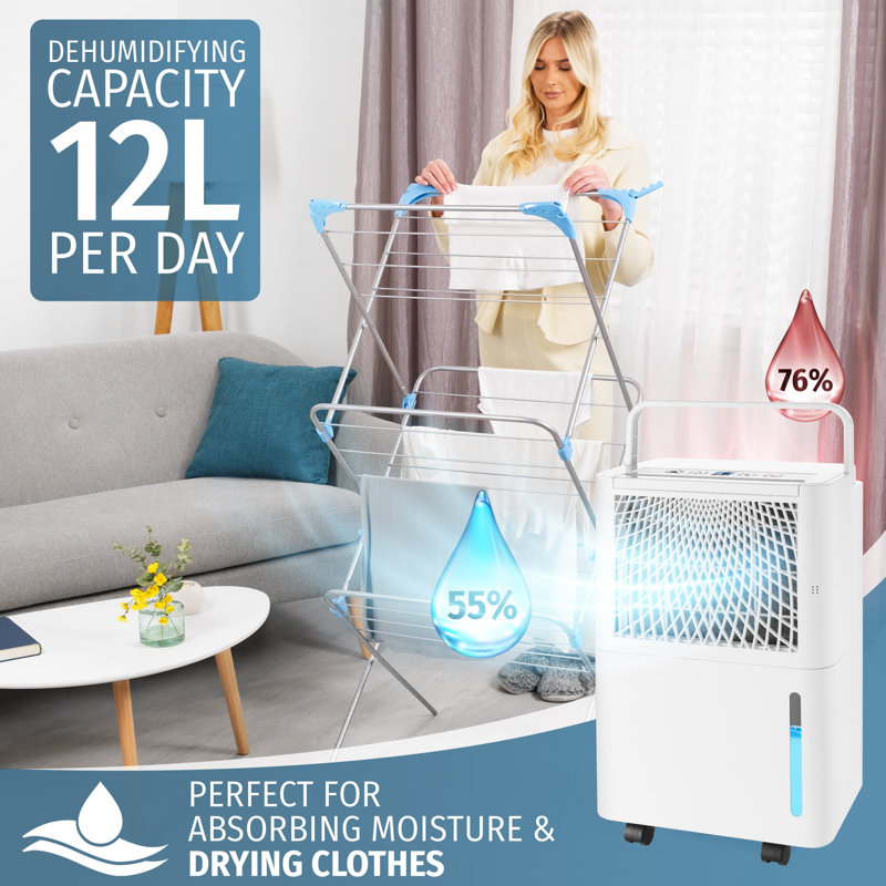 Nyxi 12L Per Day Compact Home Dehumidifier with Smart Humidity Sensor