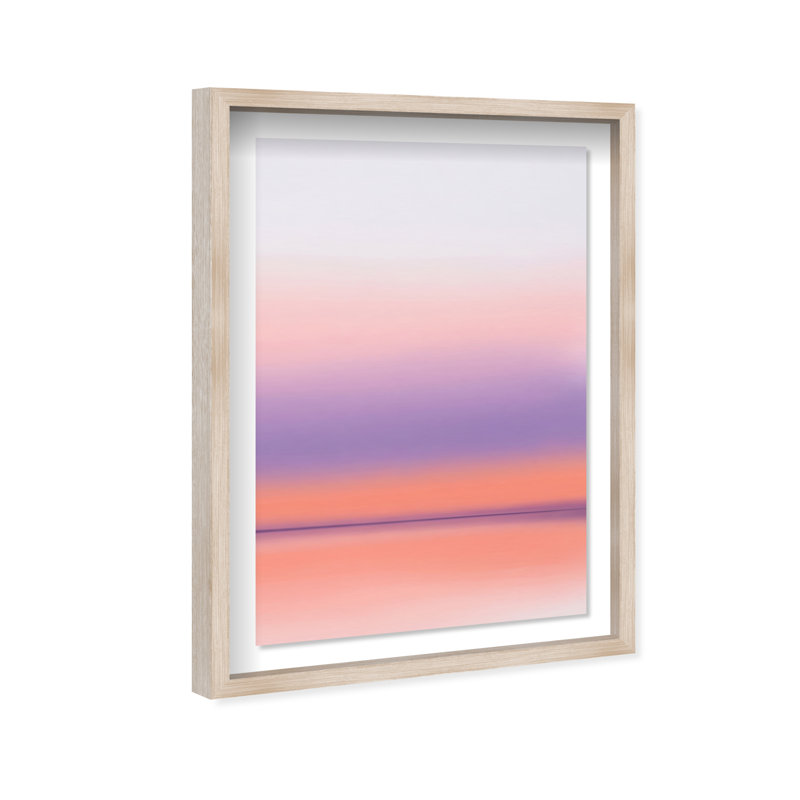 Peach Coastline Print by Oliver Gal, 25.5"H x 17.5"W, Natural Oak Shadowbox