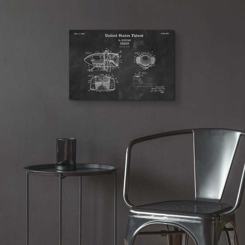 «Siren Blueprint Vernis Chalkboard», art mural en verre acrylique, H 16 po x l 24 po x P 0,2 po
