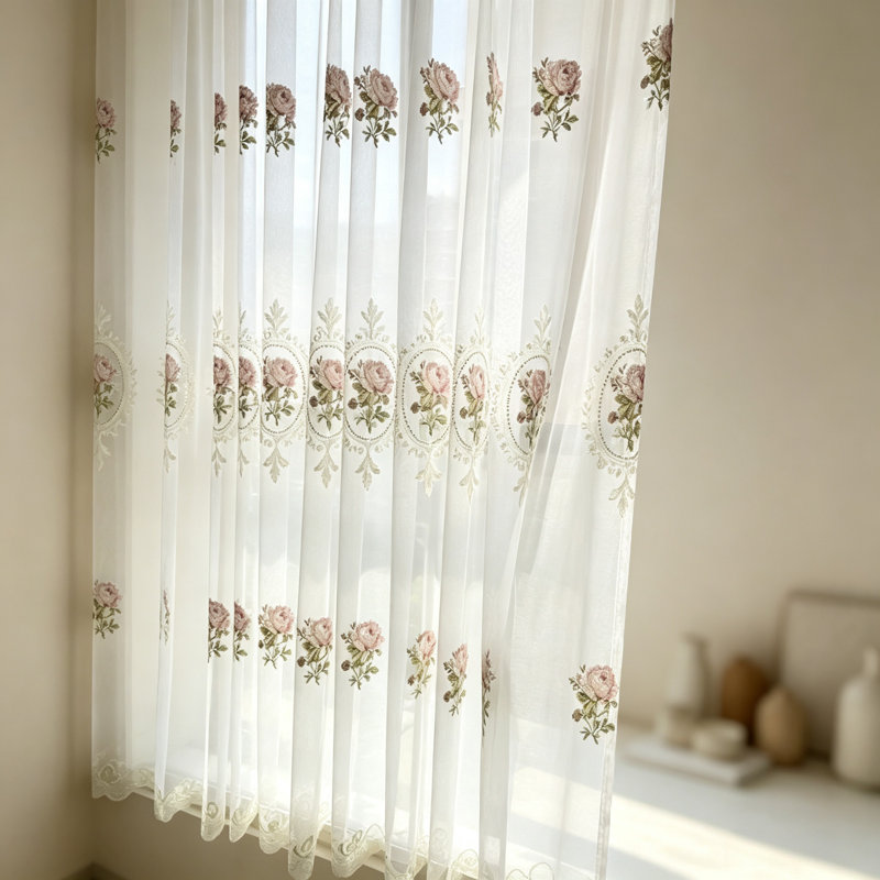 2 panneaux de rideau en tulle brodé American Luxury pour salon, L 54 po x L 84 po