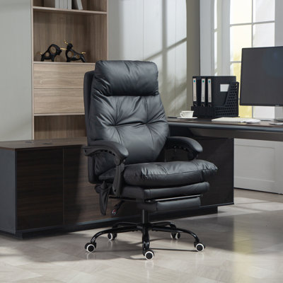 155° Recline Ergonomic Comfy Computer Desk Chair with Footrest - Black