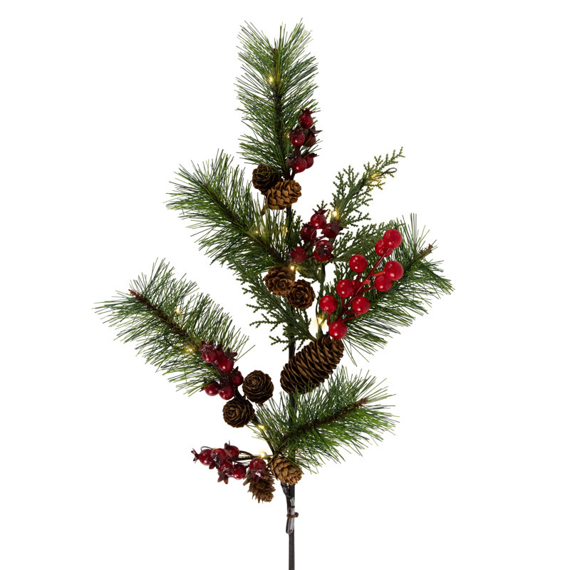 Faux Pine/Berry/Leaf Branch