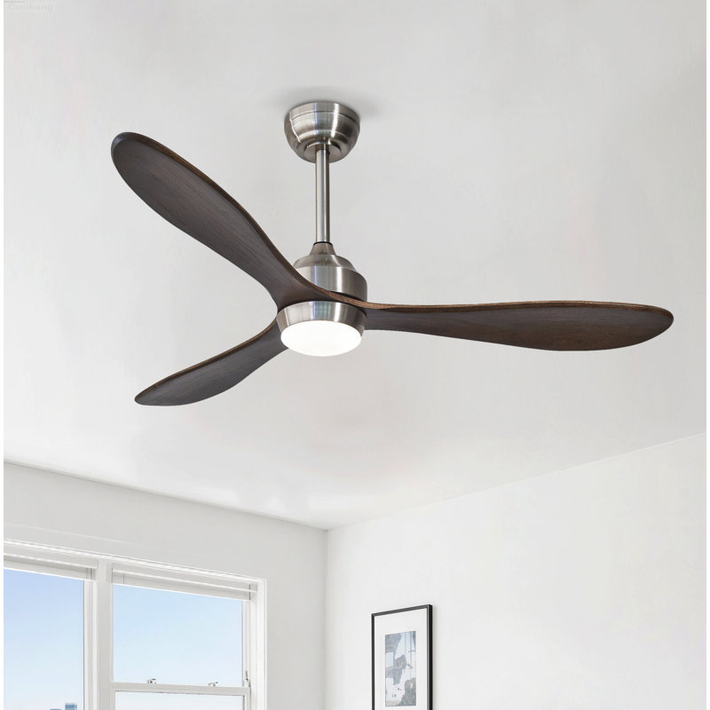 Ventilateur de plafond à moteur à courant continu Modern Farmhouse, 2-Tier, Satin Nickel