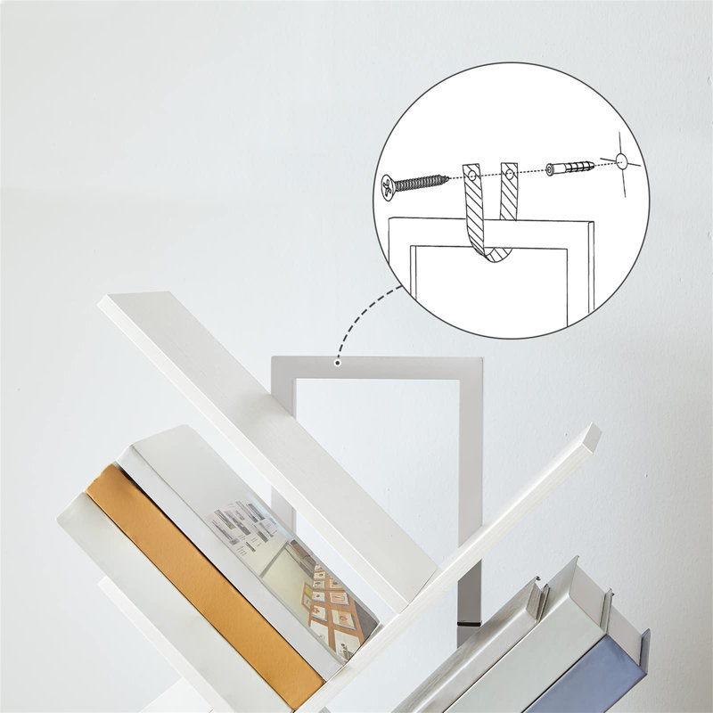 116Cm H x 34Cm W Geometric Bookcase, White