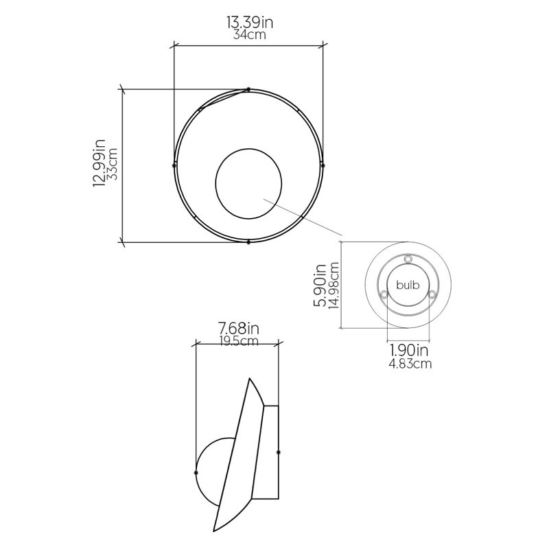 Oyster 1 - Light Flush Mounted Sconce, 12.99" H x 13.39" W x 7.68" D, Organic Cappuccino