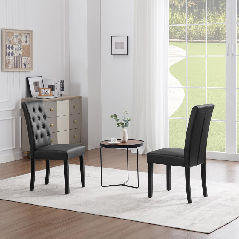 Ajani 48.5cm H Upholstered Upholstered Back Side Chair, Black, 4