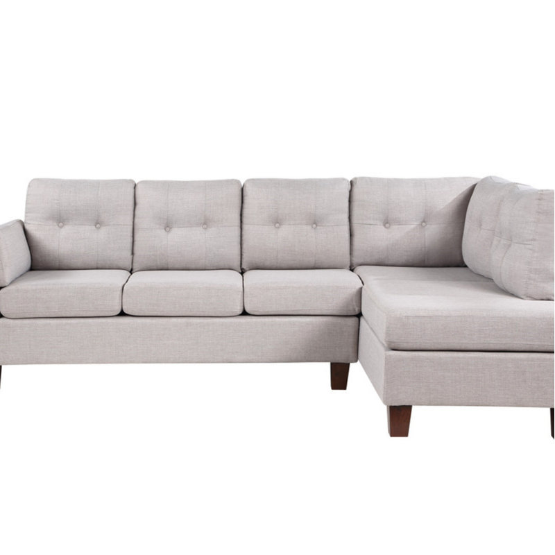 Canapé modulaire Linen, Gris clair, Méridienne orientée à droite