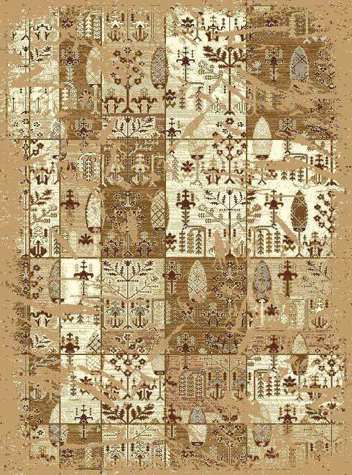 Tapis brun/crème tissé à la machine Dishman, 5 pi x 8 pi
