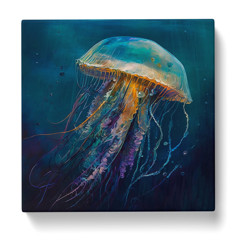 Jellyfish Palette Knife Painting - Wrapped Canvas, 35cm H x 35cm W x 3cm D