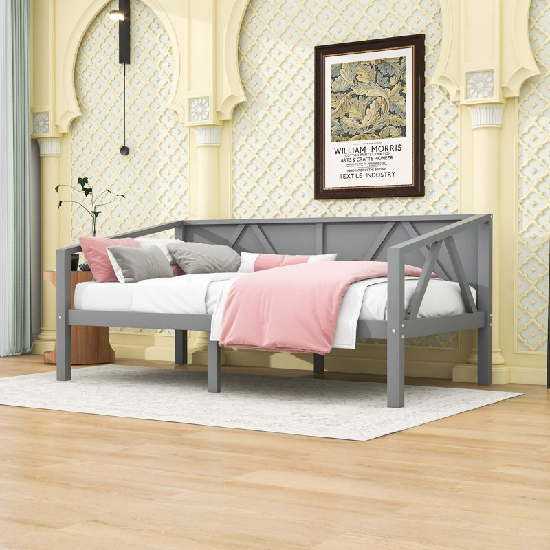 Cladinoro Wood Daybed with Slats, Gray, Twin
