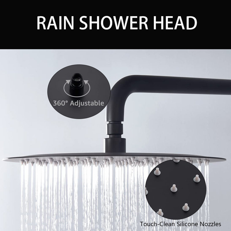 Wall Mounted Shower Faucet Set， 12 Inches Rain Shower Head And Handheld, Shower Trim Kit Contain Pressure Balance Valve