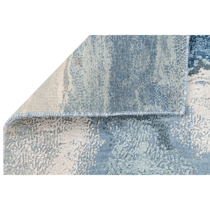 Abstract Area Rug in Silver/Blue/Gray