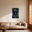 Paysage et nature arche gothique bleue avec motif de palmier doré et de roses-2020828825