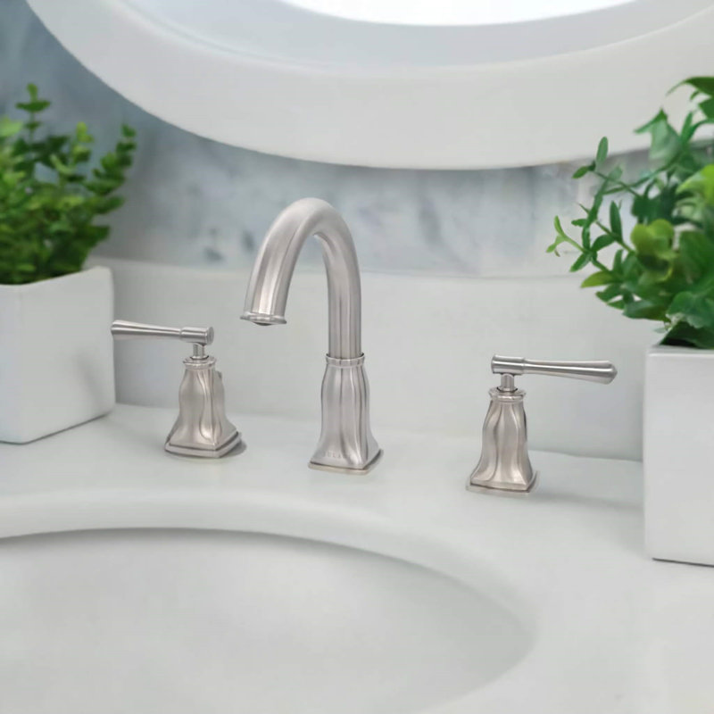 Aurora Brushed Nickel High Arc Double Handle Bathroom Faucet