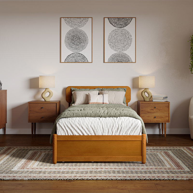 Ause Solid Wood Platform Storage Bed, Light Toffee, Twin XL