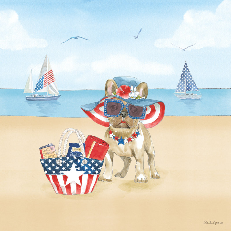 «Summer Paws Patriotic IV» par Beth Grove - reproduction d'art sur toile tendue, H 12 po x l 12 po, Toile tendue, Non