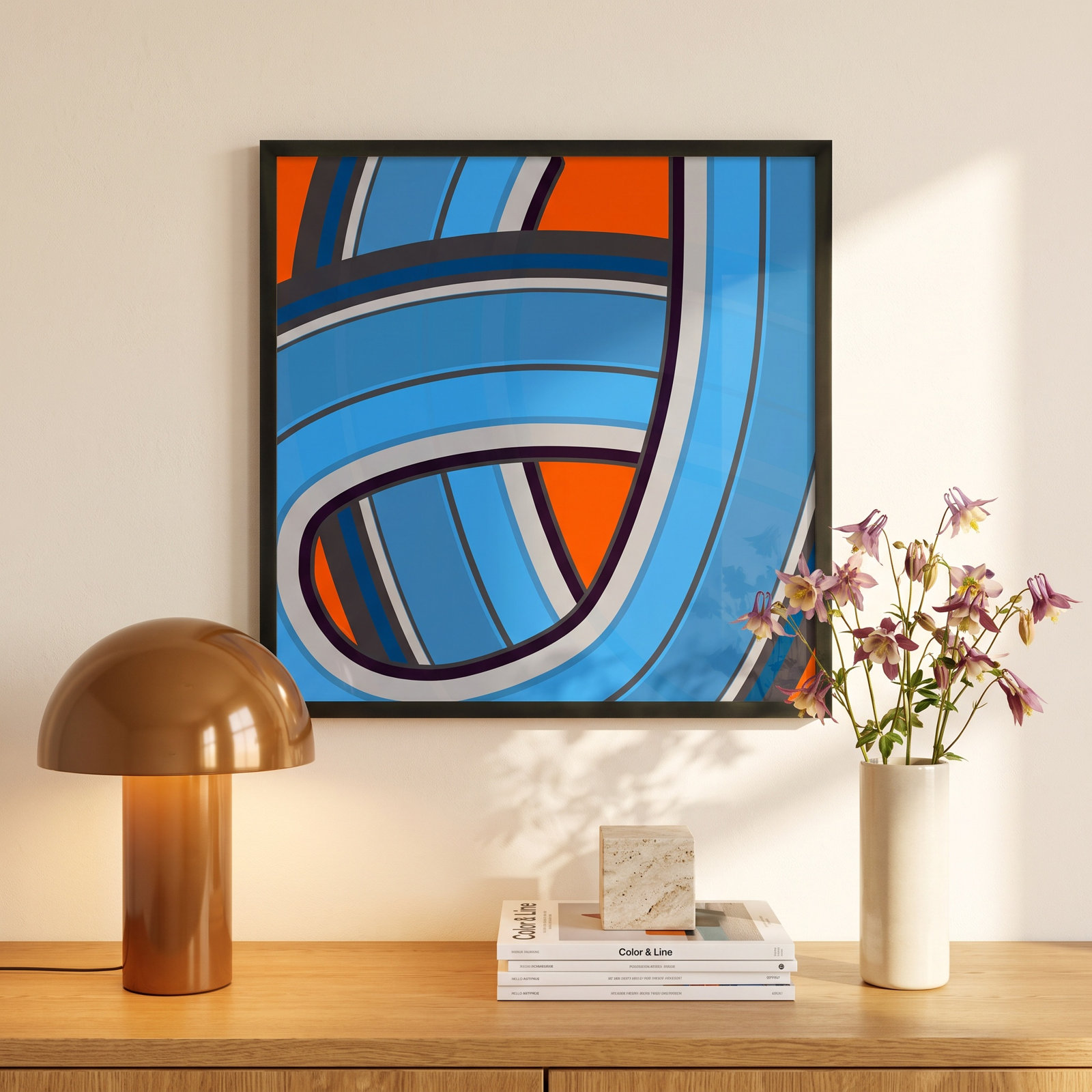 Twist Series I "Twisted River" Print, 30" H x 30" W x 1.25" D, Black