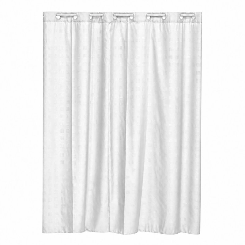 Cubic Hookless Extra Long Shower Curtain Polyester, White