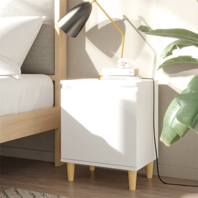 Rensselaer Bed Cabinet with Solid Wood Legs 40x30x50 cm
