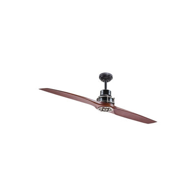 Wrought Studio™ 56-in Satin Black/brown Indoor Residential Remote Controled Ceiling Fan - 2-blade