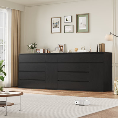 Commode combinée moderne en bois massif l 39,3 po avec 5 tiroirs et armoire Kardos, finition bois moyen