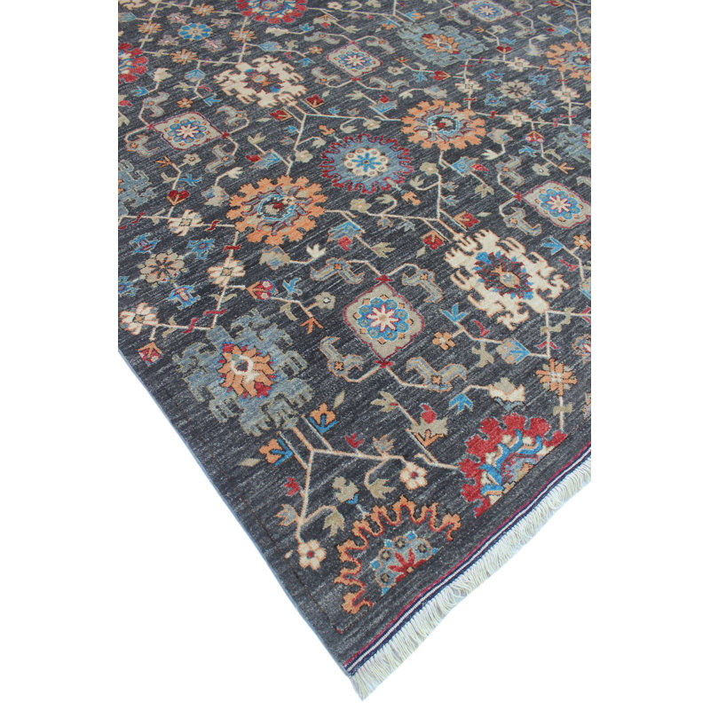 Tapis de zone en laine 9 pi x 12 pi 1 po one-of-kind à la main noué la Abrego