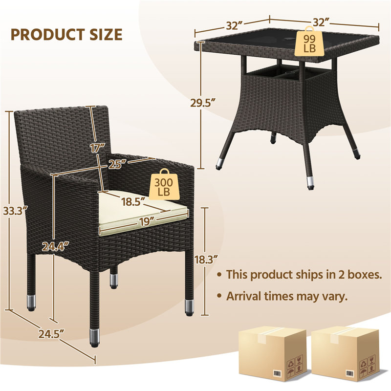 4-Person Patio HDPE Rattan Dining Set with Umbrella Hole