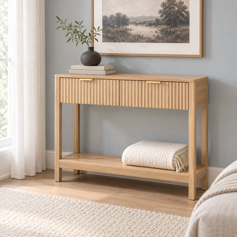 39.3 " W Console Table, Chêne