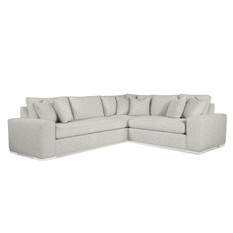Memphis Sectional, Frost White, Right Hand Facing, Brown Geometric, 0456-33