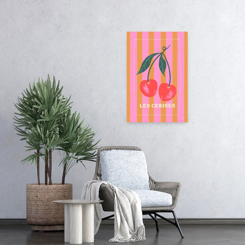 Art contemporain cerise, H 24 po x l 16 po