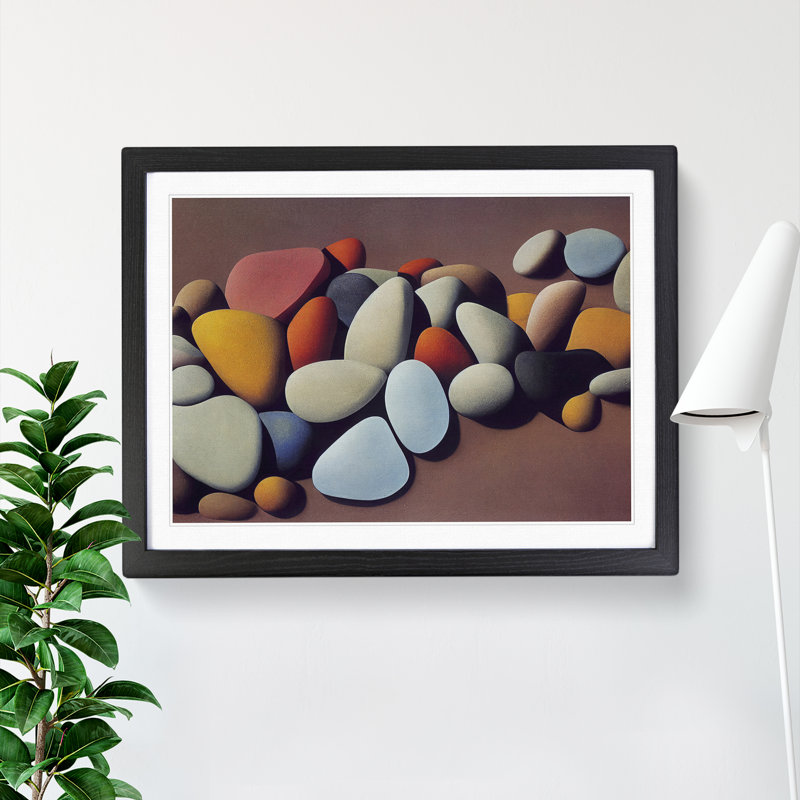 Animated River Pebbles - Single Picture Frame Print, Black Framed, 34cm H x 46cm W x 2cm D