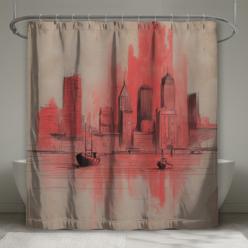 Rideaux de douche Red City Skyline, 70 po L x 72 po H