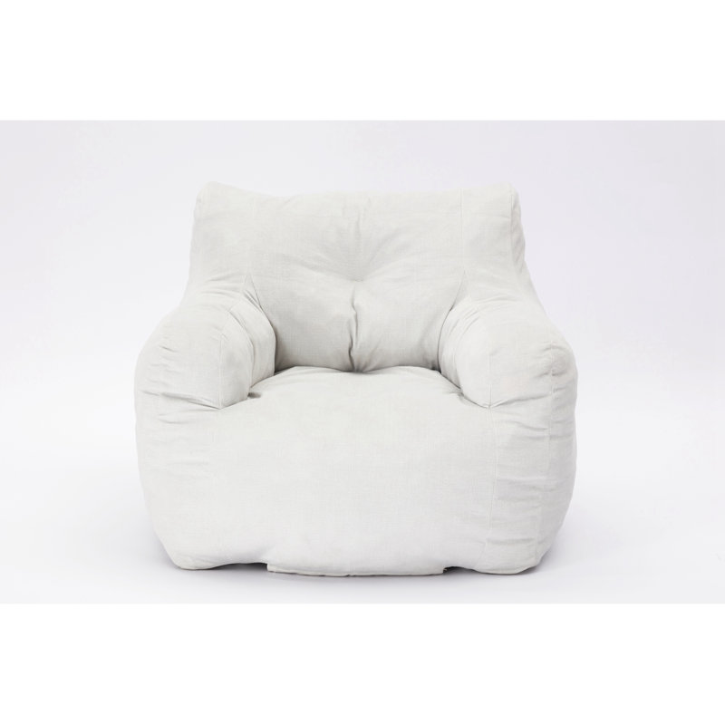 Fabric Bean Bag Chairs, Ivory Cotton Blend