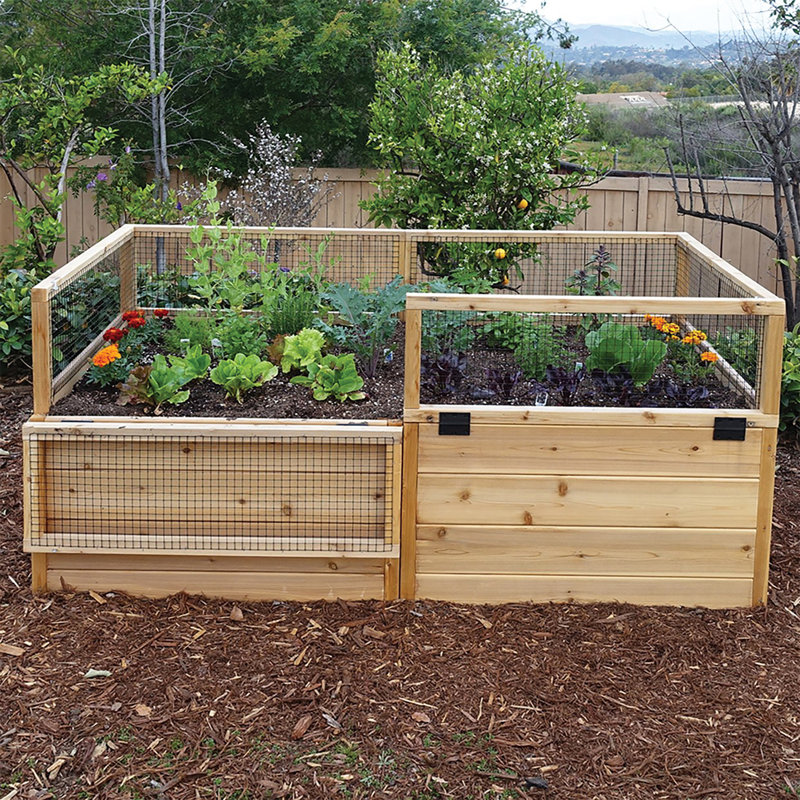 Lit de jardin surélevé en cèdre rouge de l'Ouest avec porte d'accès l 6 pi x P 3 pi