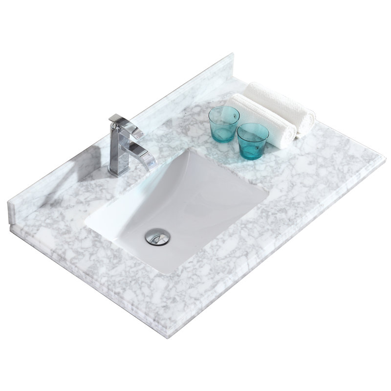 Plateau de meuble-lavabo simple 36 po Mundy, Carrera blanche