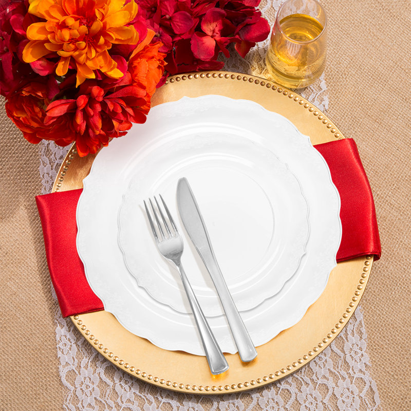 Clear Vintage Round Disposable Plastic Wedding Value Set - 30 Settings