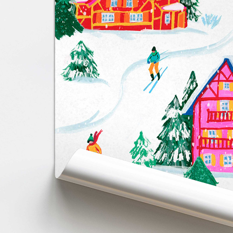Vibrant Winter Village II Print in a Frame, No Frame, Paper, 10" H x 8" W