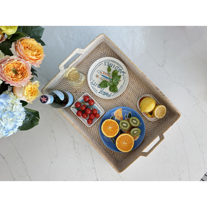 Woodside Wicker Tray, White