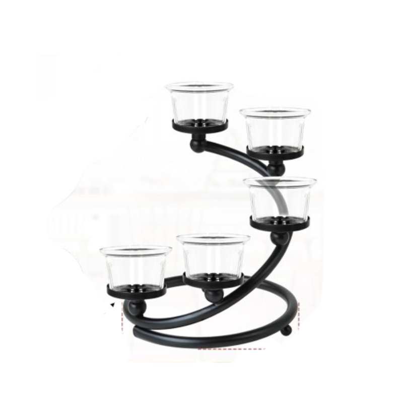1 porte-bougie thé noir en métal 5 tasses 1pc