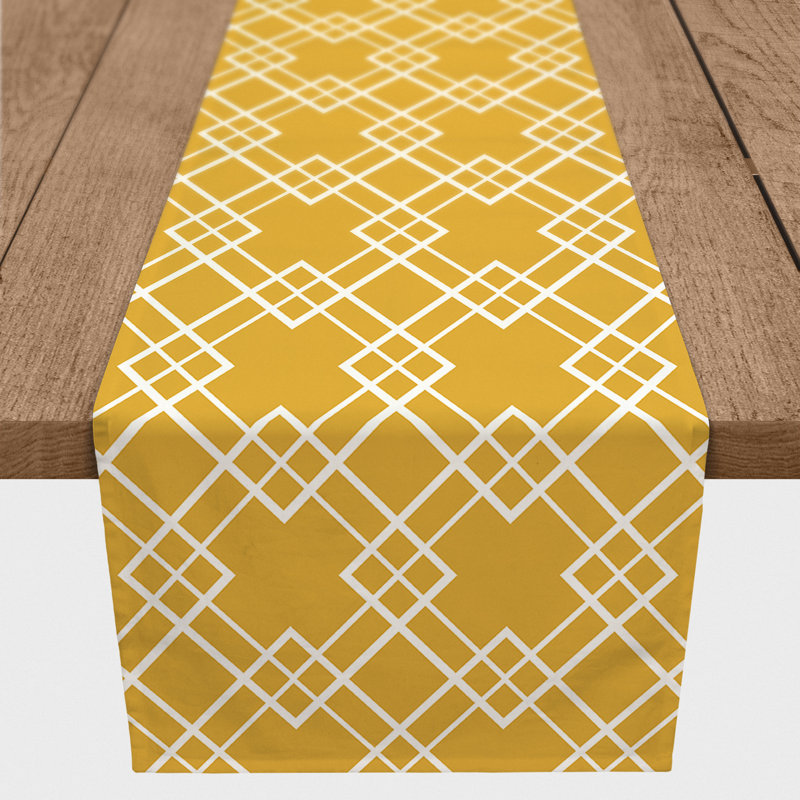 Chemin de table rectangulaire en polyester Aderita, L 90 po x P 16 po, Jaune