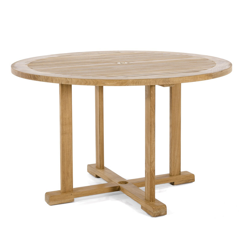 48" Round Brown Teak Outdoor Dining Table
